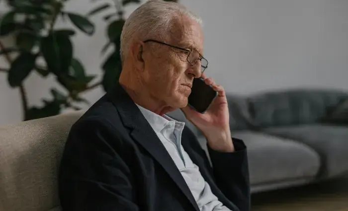 Older man on phone